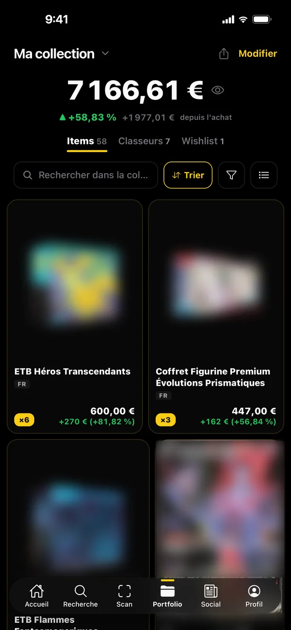 Portfolio de cartes et de produits scellés